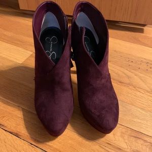Jessica Simpson burgundy suede booties
